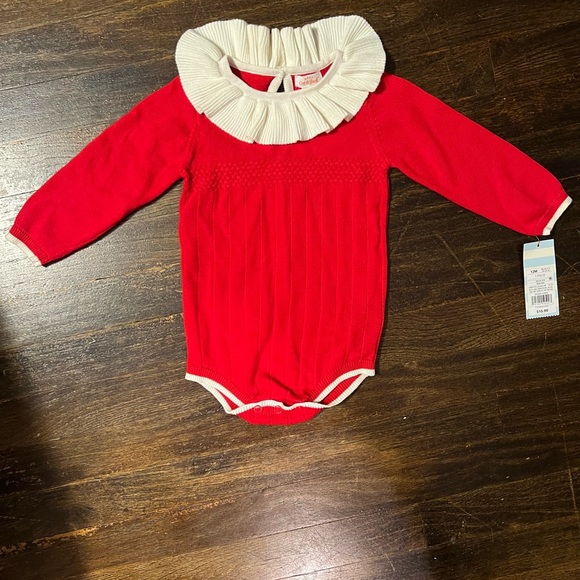 NWT Cat & Jack Red Knit Romper - Picture 3 of 3